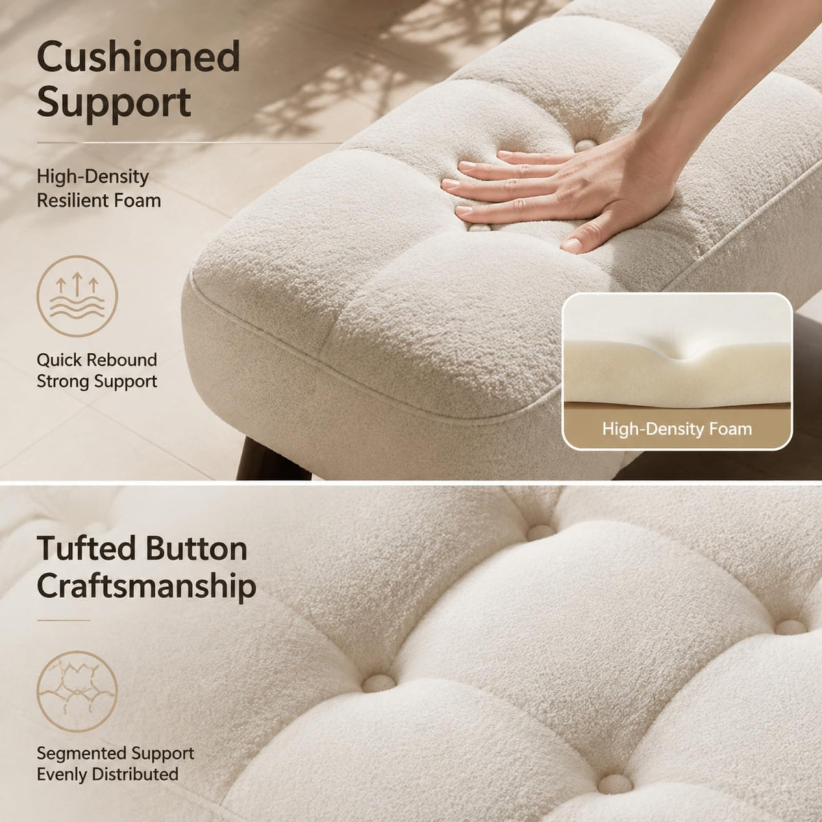 Tufted Upholstered Bedroom Bench
