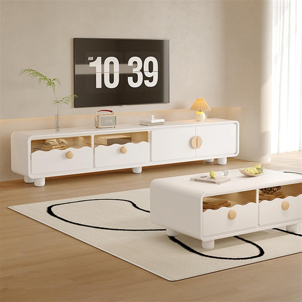 ZYYASHSV Rounded Two-Drawer TV Stand