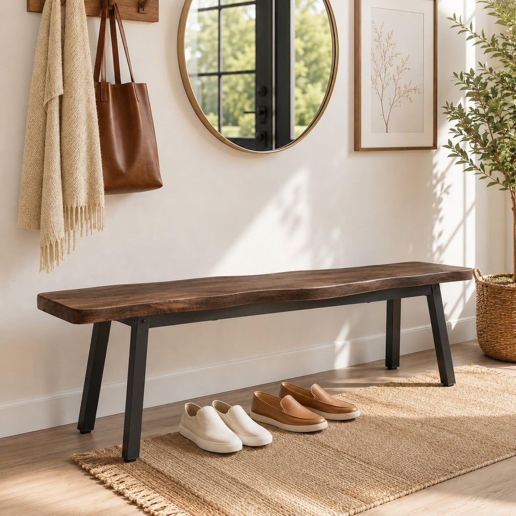 LAZZO Farmhouse Dining Benches, Set of Two
