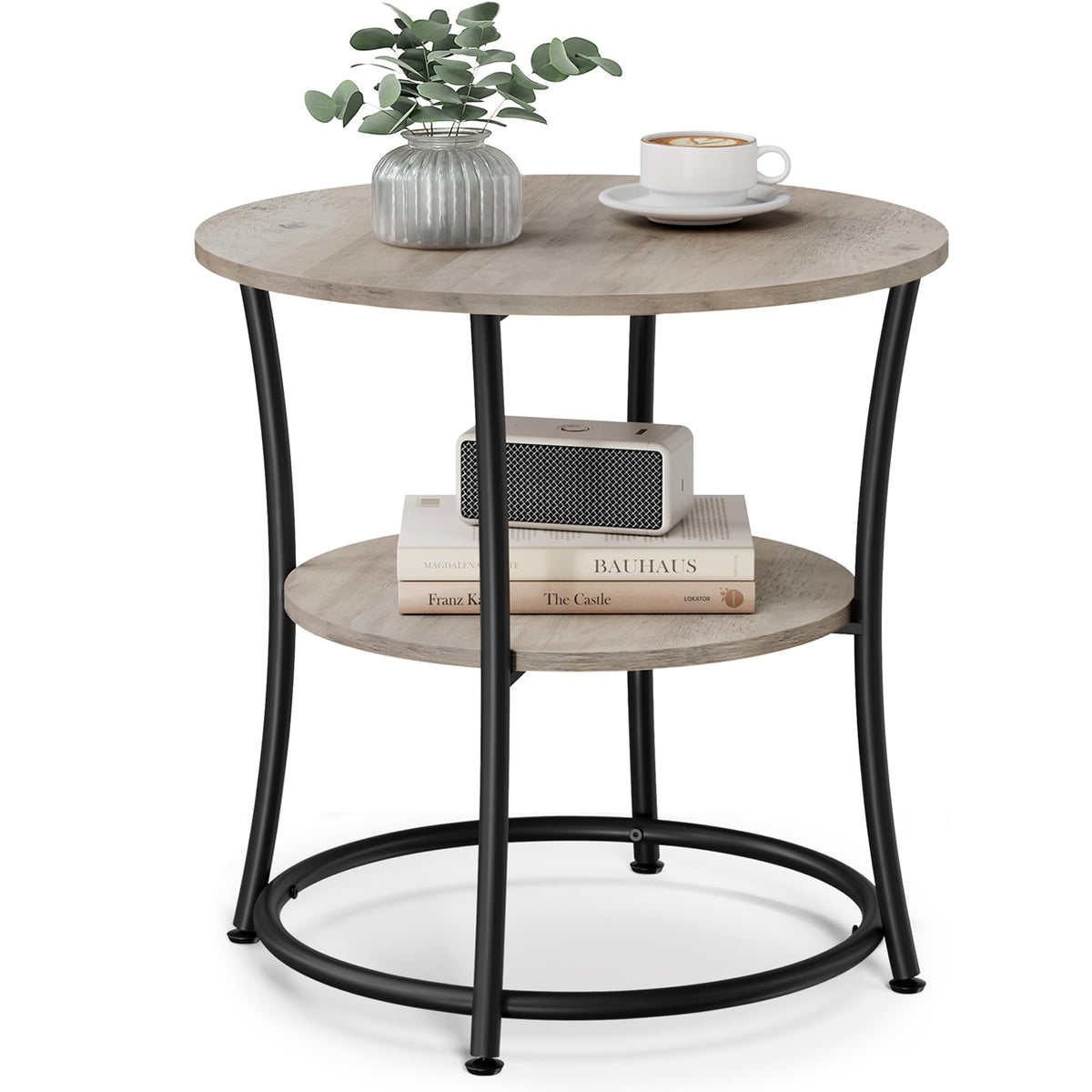 VASAGLE Round Steel-Frame Side Table