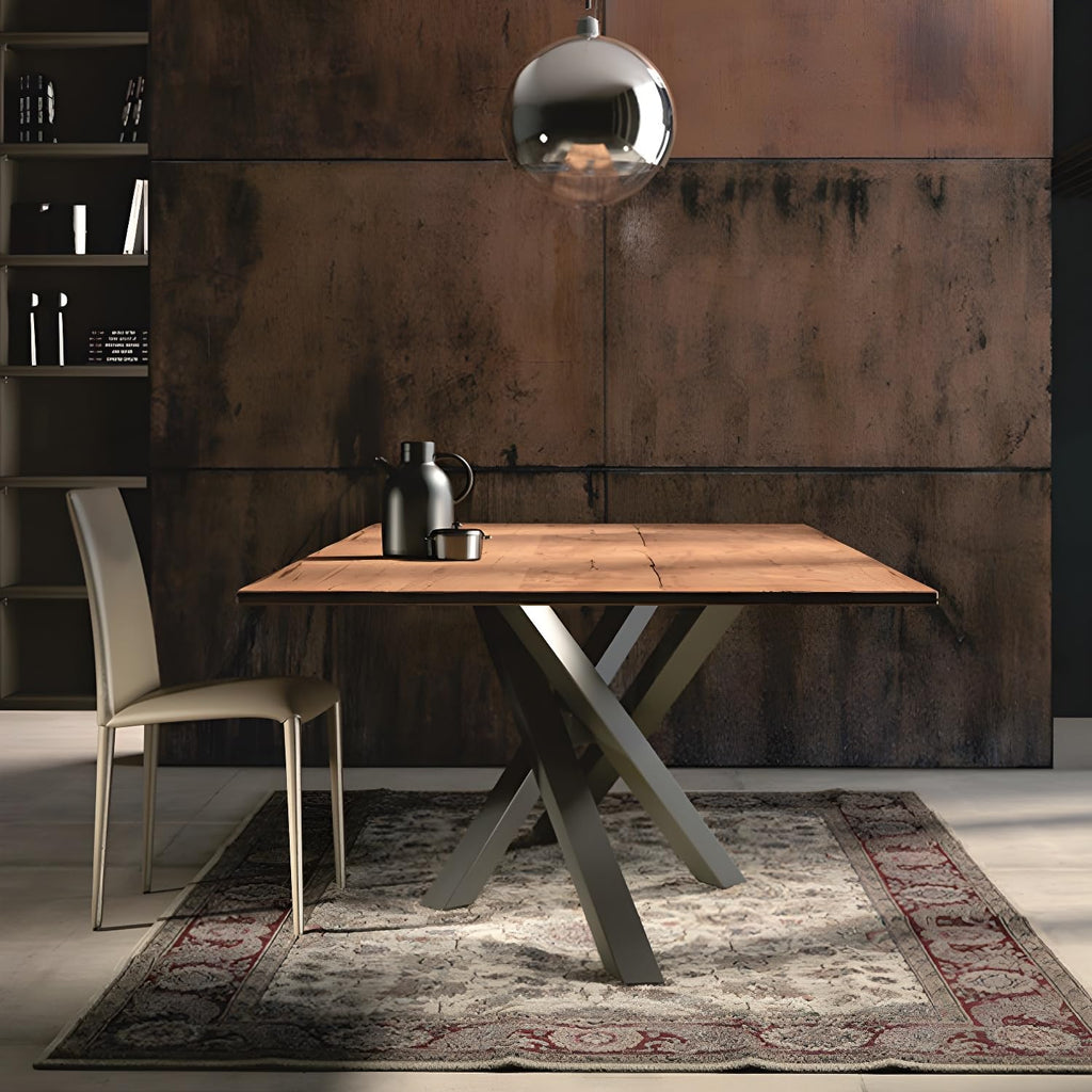LITFAD Pine and Metal Pedestal Dining Table