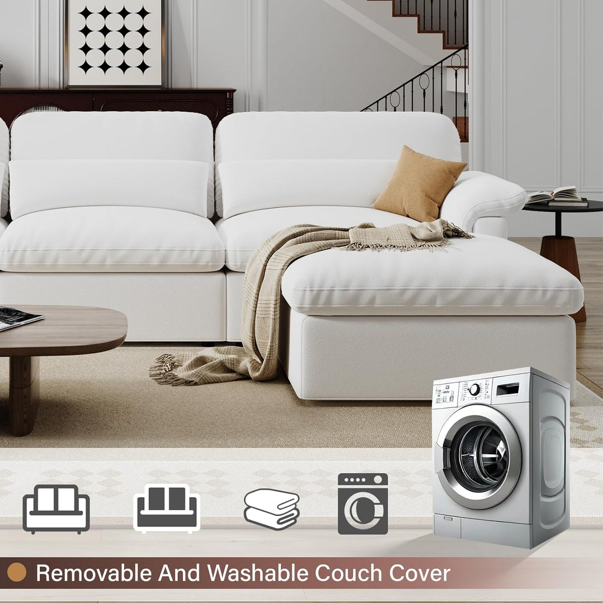 Cloud-Style Modular Sectional Sofa with Storage