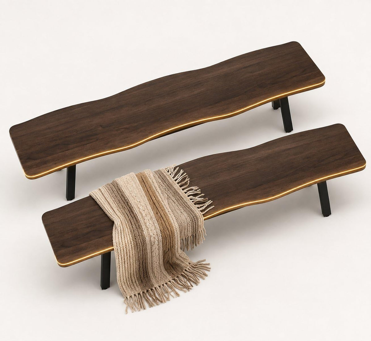 LAZZO Farmhouse Dining Benches, Set of Two