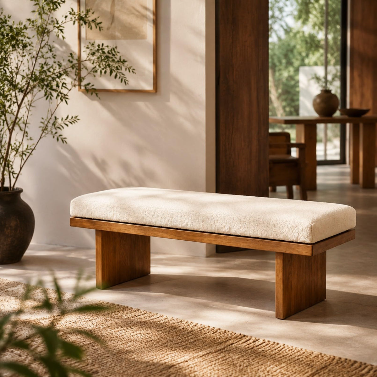 Solid Wood Upholstered Bedroom Bench