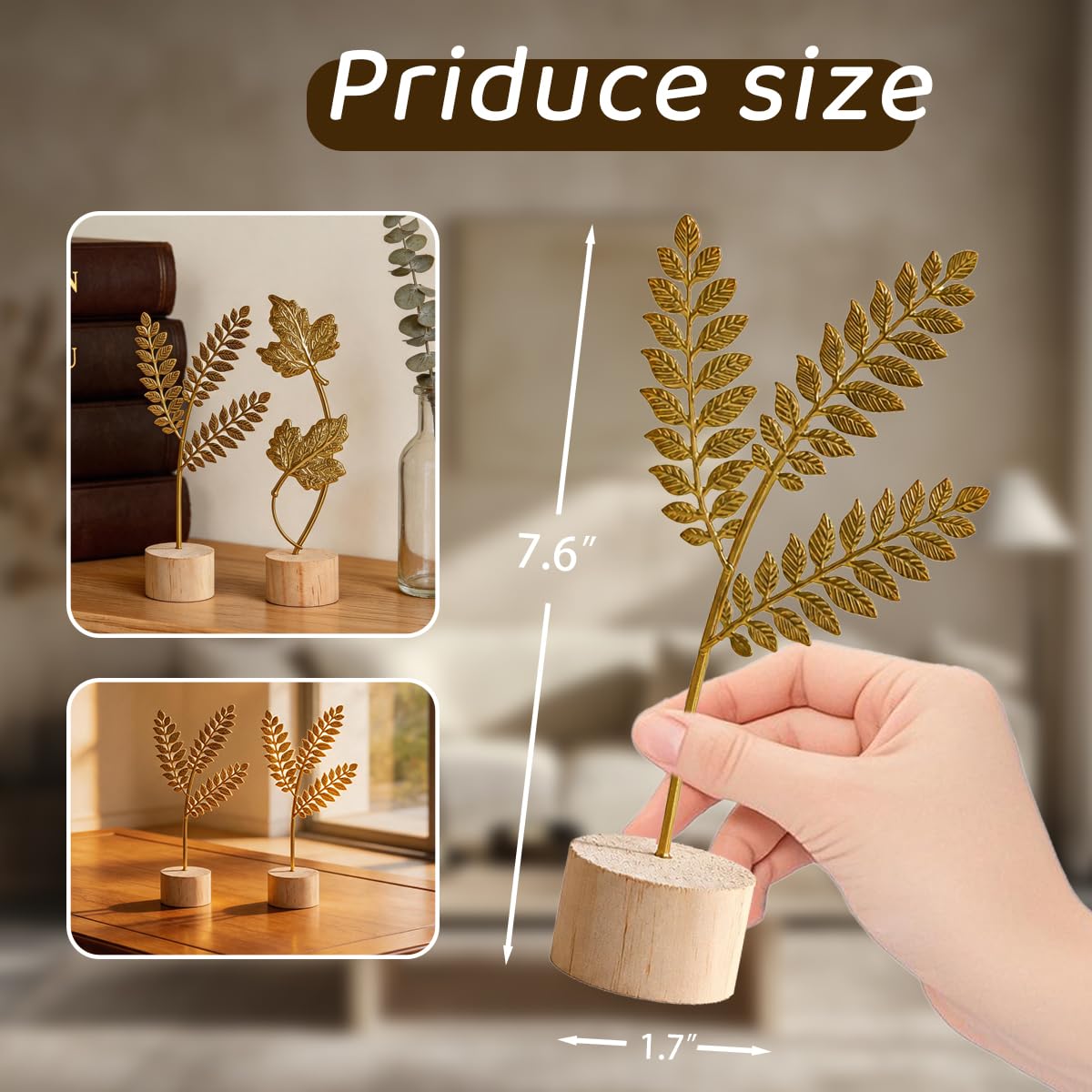 Gold Metal Leaf Sculpture Set
