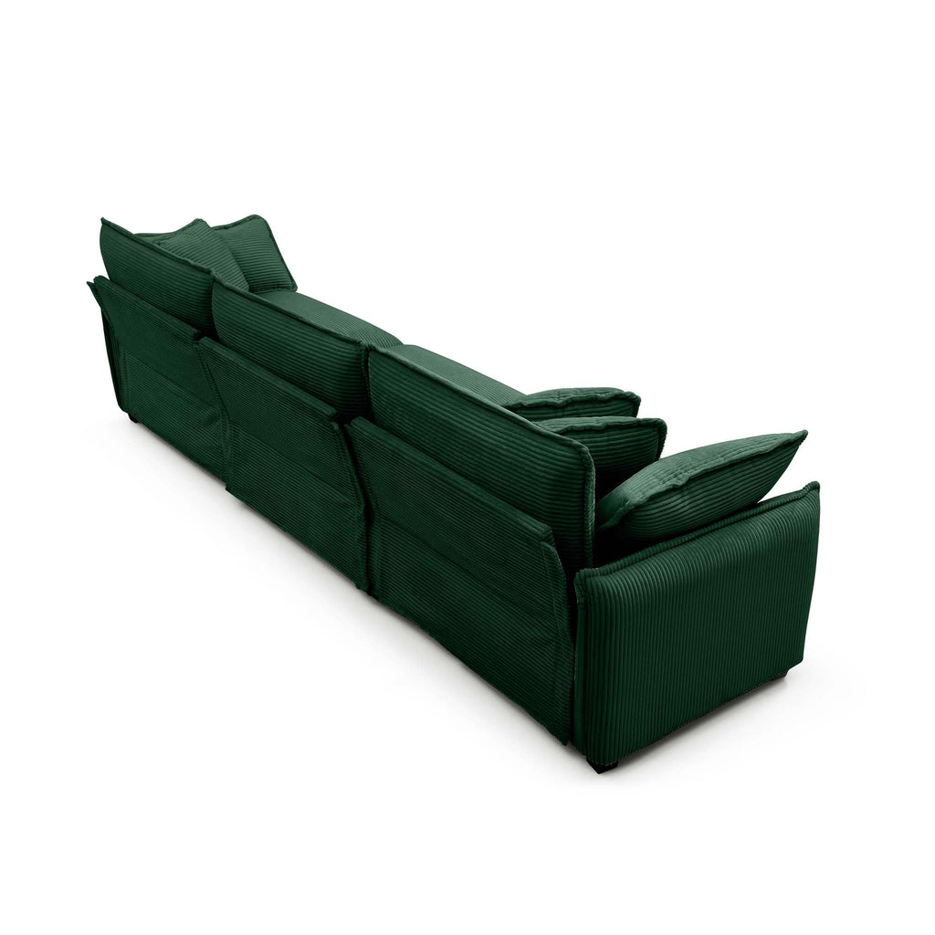 Green Corduroy 3-Seater Sectional Sofa