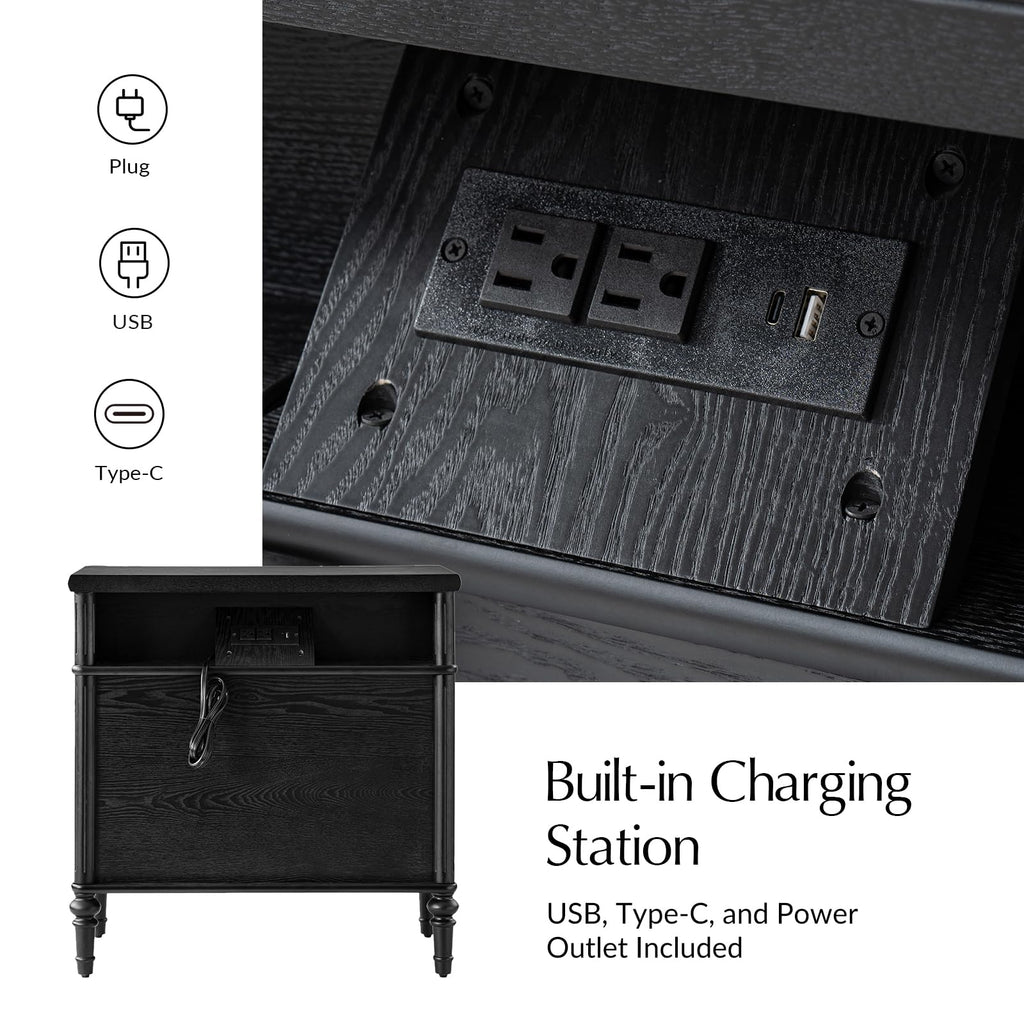 HULALA HOME Fluted Charging Nightstand