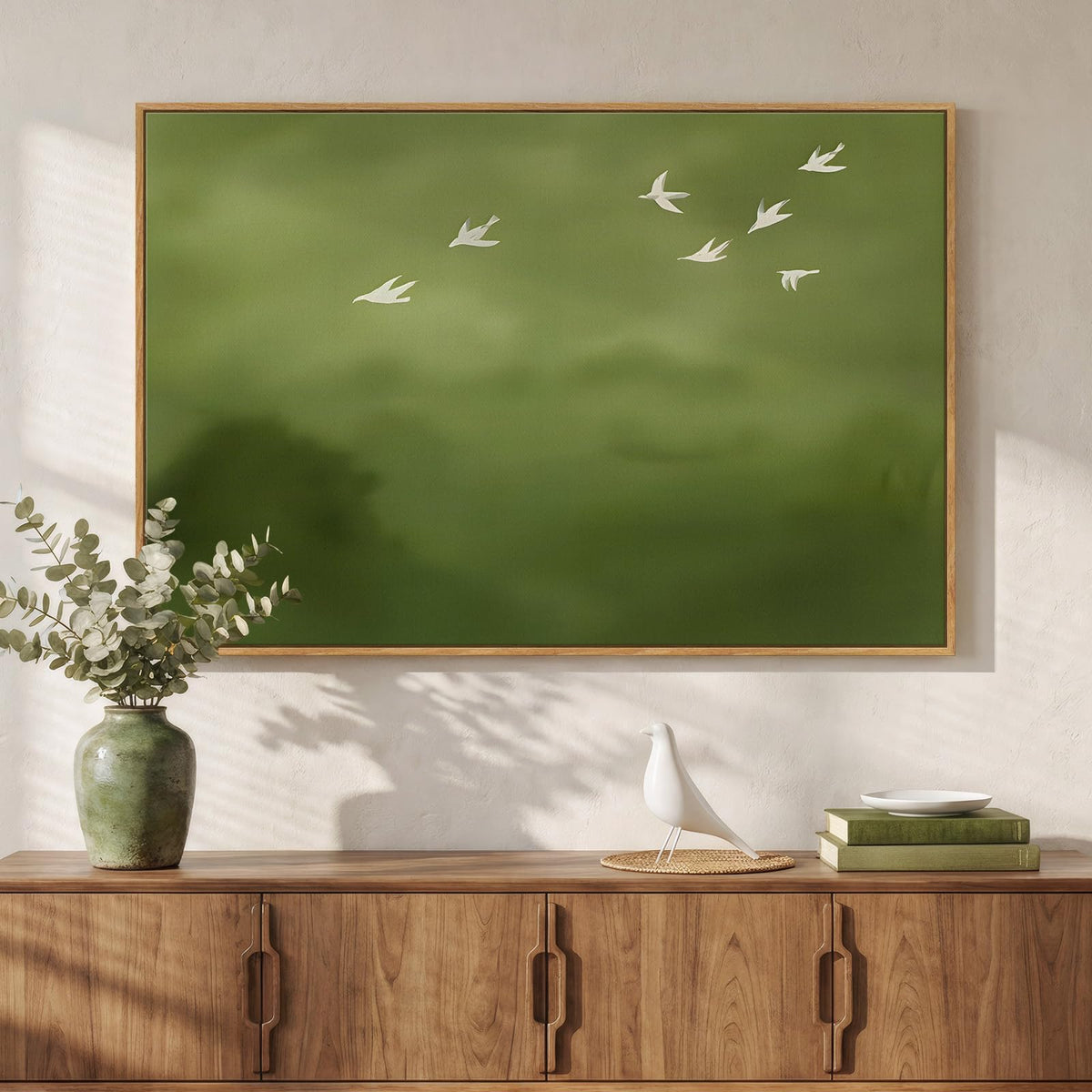 Framed Green Mountain Landscape Wall Art