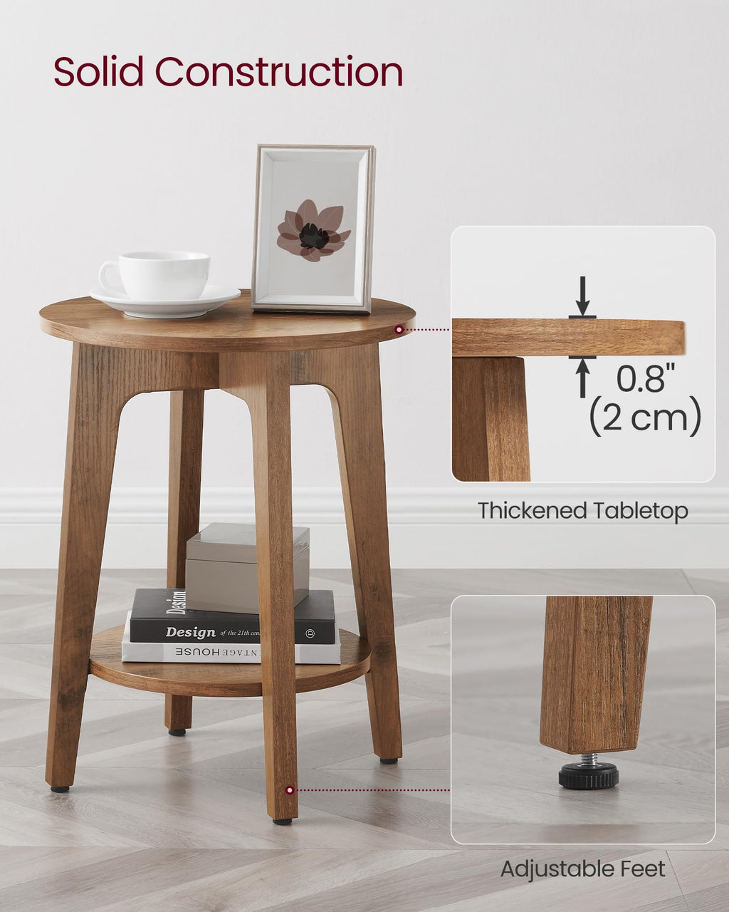 VASAGLE Round Two-Tier Side Table