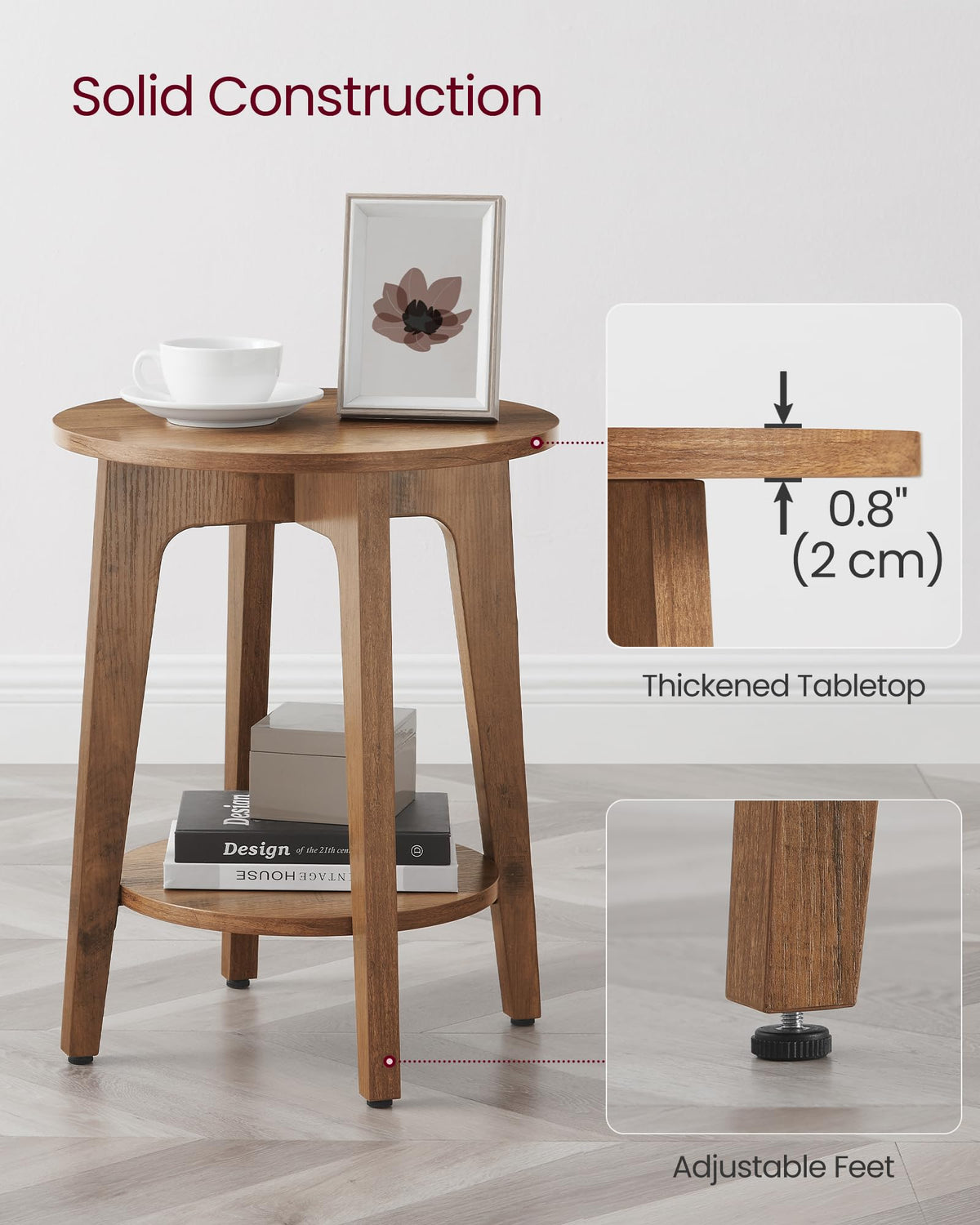 VASAGLE Round Two-Tier Side Table
