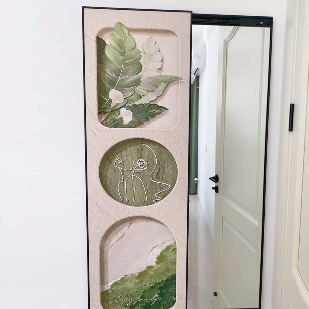 Sliding Mural with Hidden Full-Length Mirror