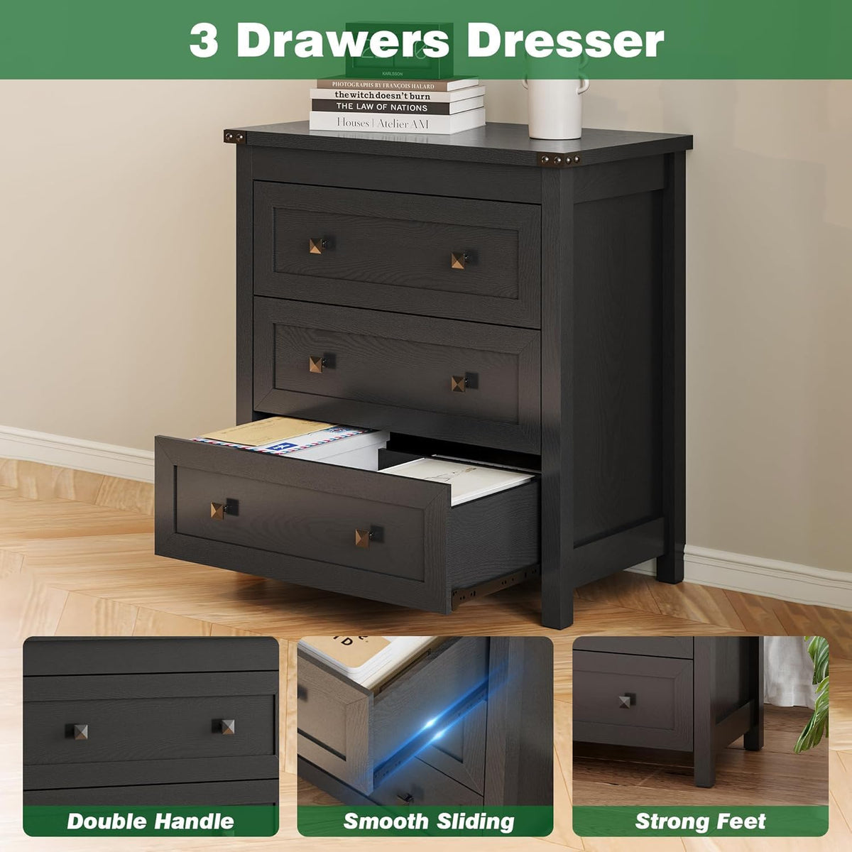 Xixini Three-Drawer Bedroom Dresser