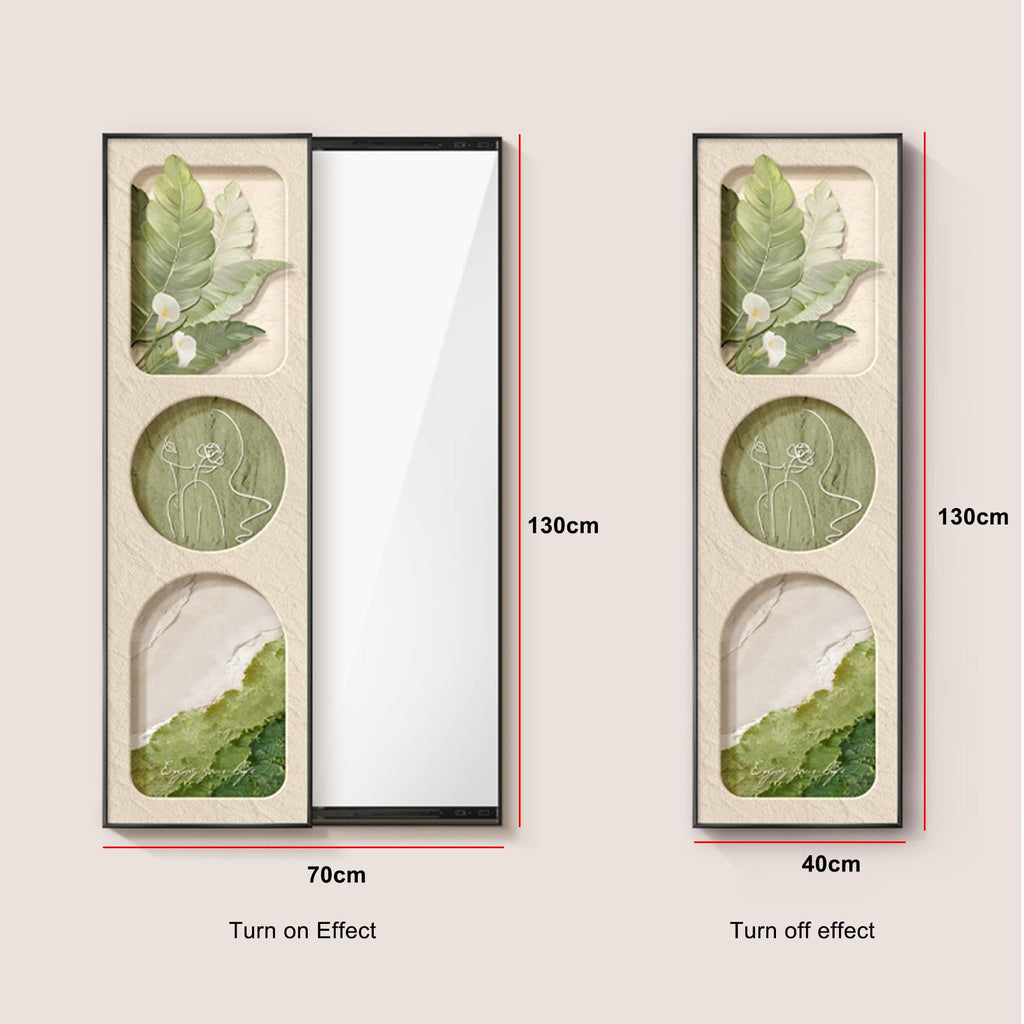 Sliding Mural with Hidden Full-Length Mirror