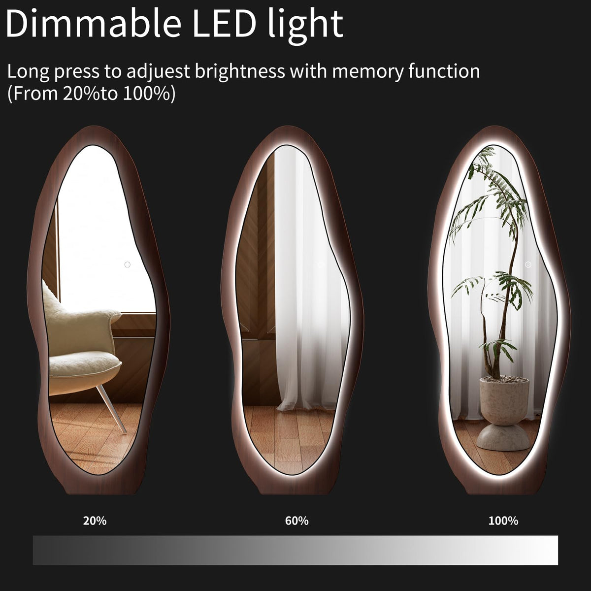 67-Inch Wavy LED Full-Length Mirror