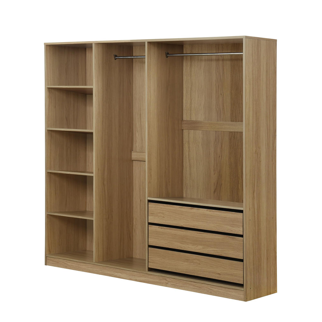 Wooden Open Wardrobe with Three Drawers