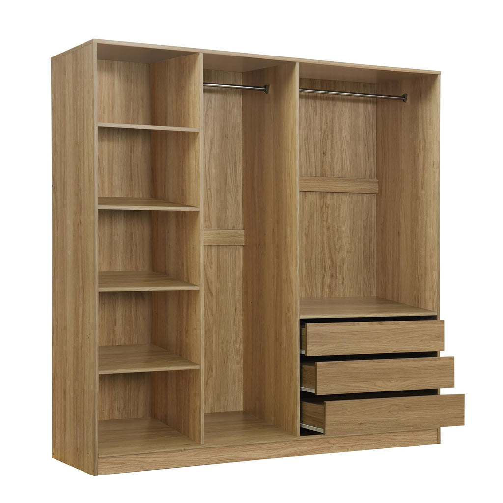 Wooden Open Wardrobe with Three Drawers