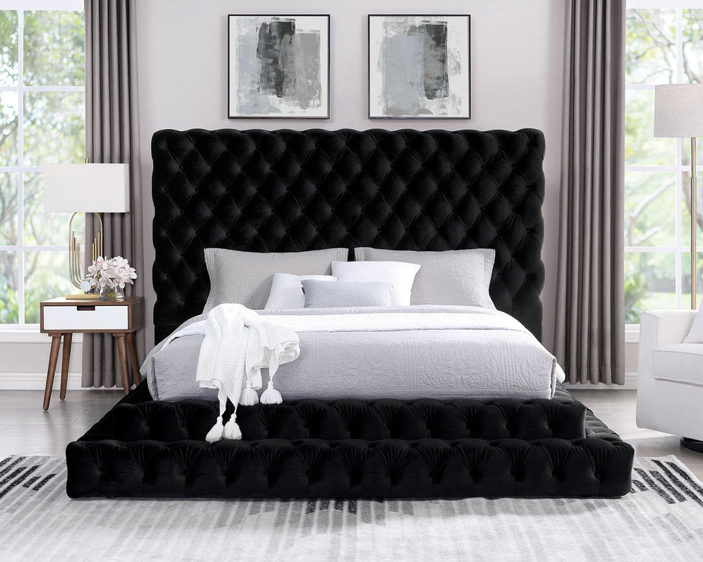 Tall Tufted Upholstered Platform Bed