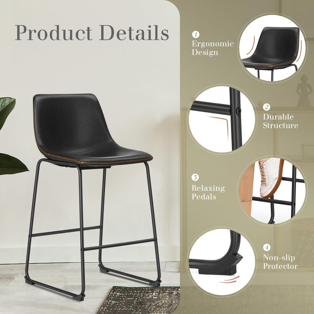 DUMOS Faux-Leather Counter Stools
