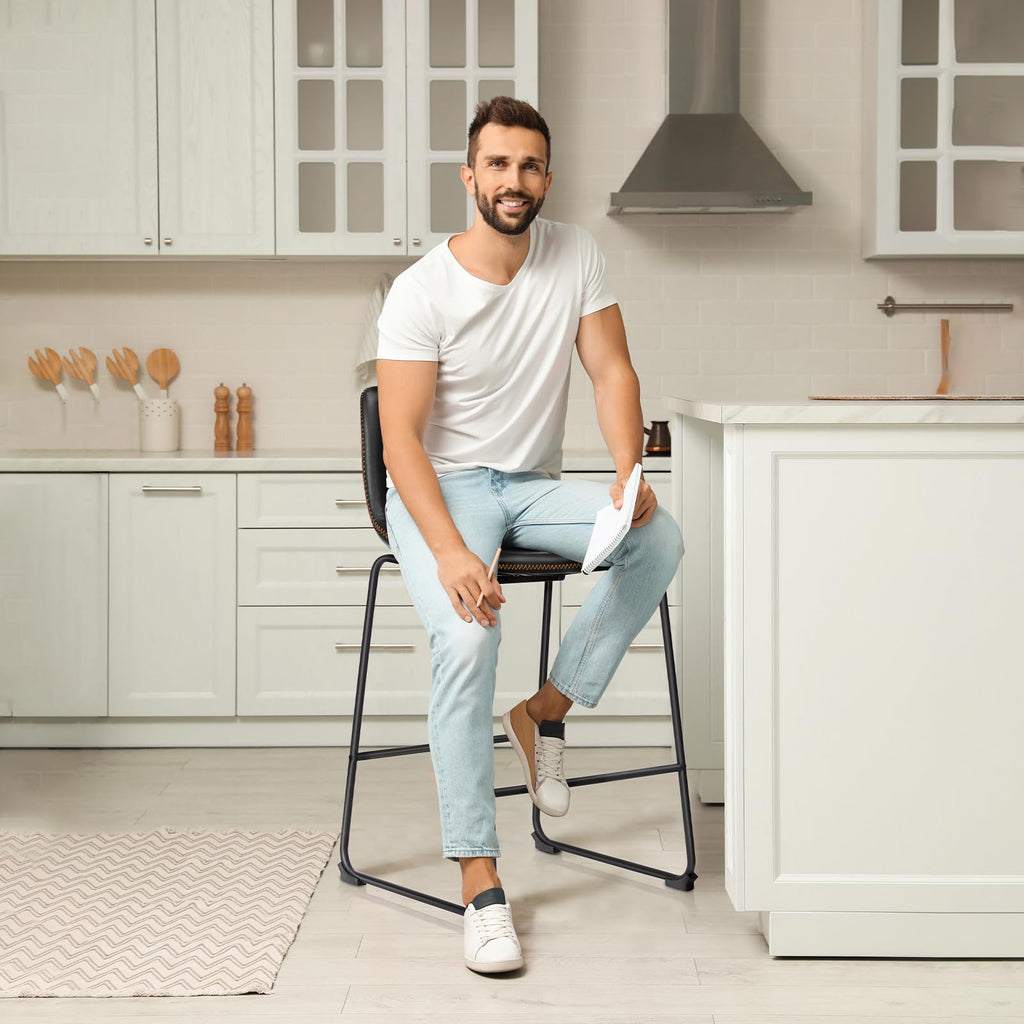 DUMOS Faux-Leather Counter Stools