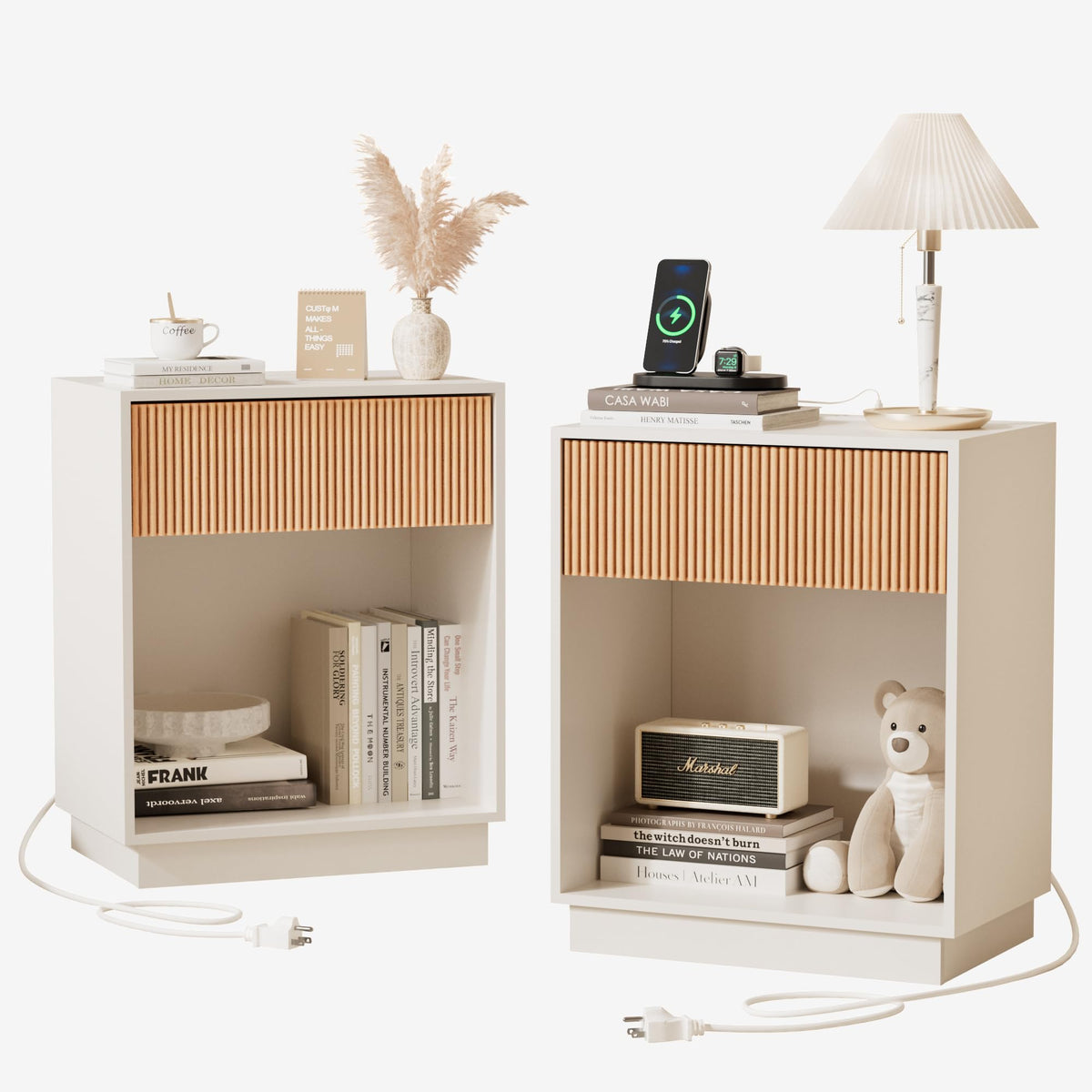 Fluted Two-Drawer Nightstand Set