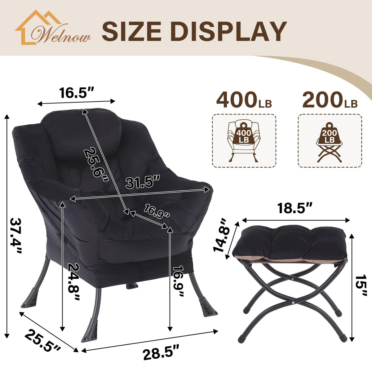 Welnow Lounge Armchair with Ottoman