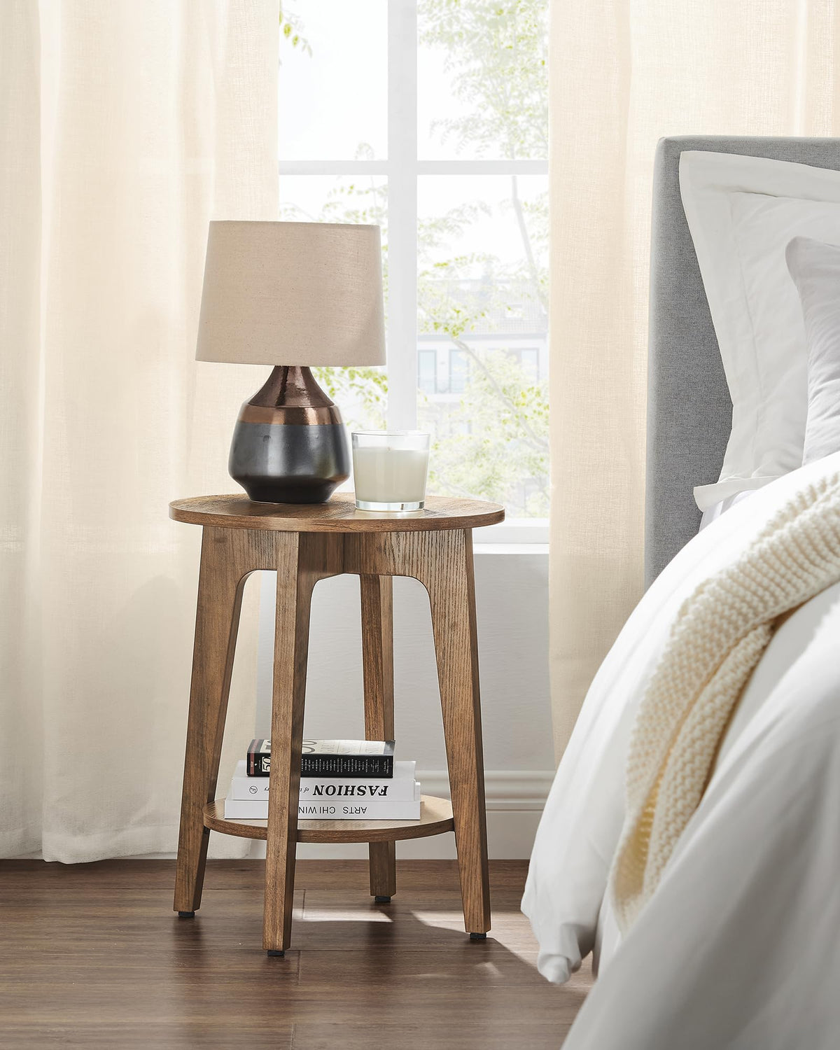 VASAGLE Round Two-Tier Side Table