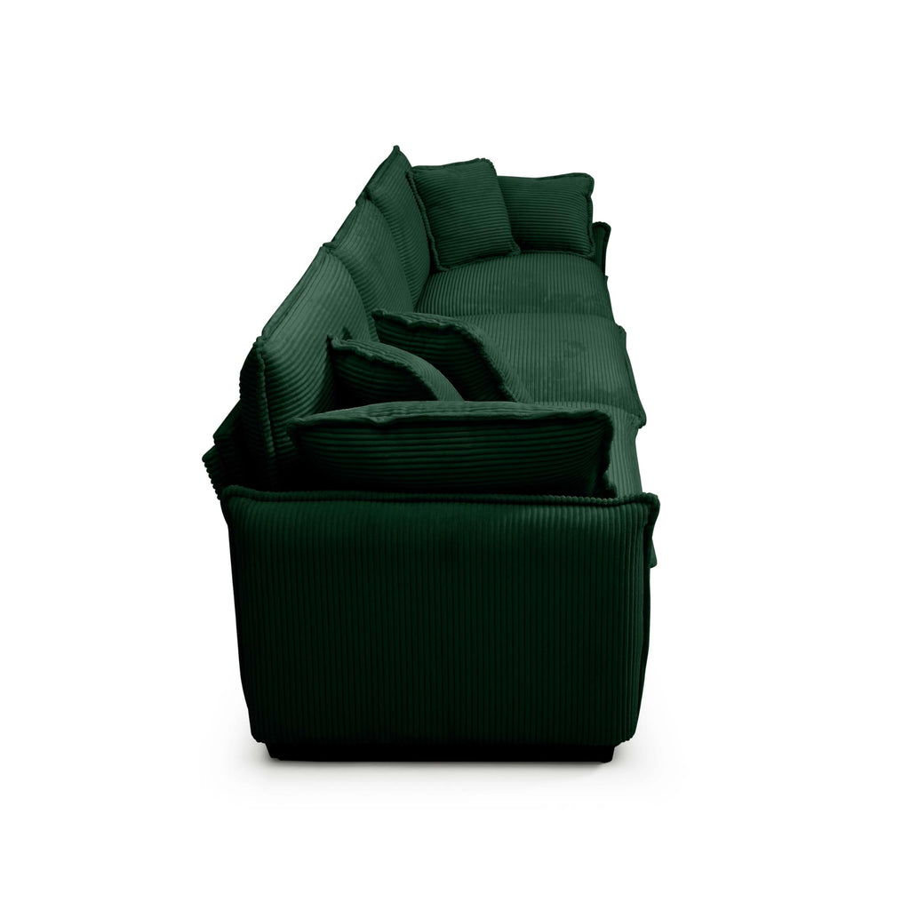 Green Corduroy 3-Seater Sectional Sofa