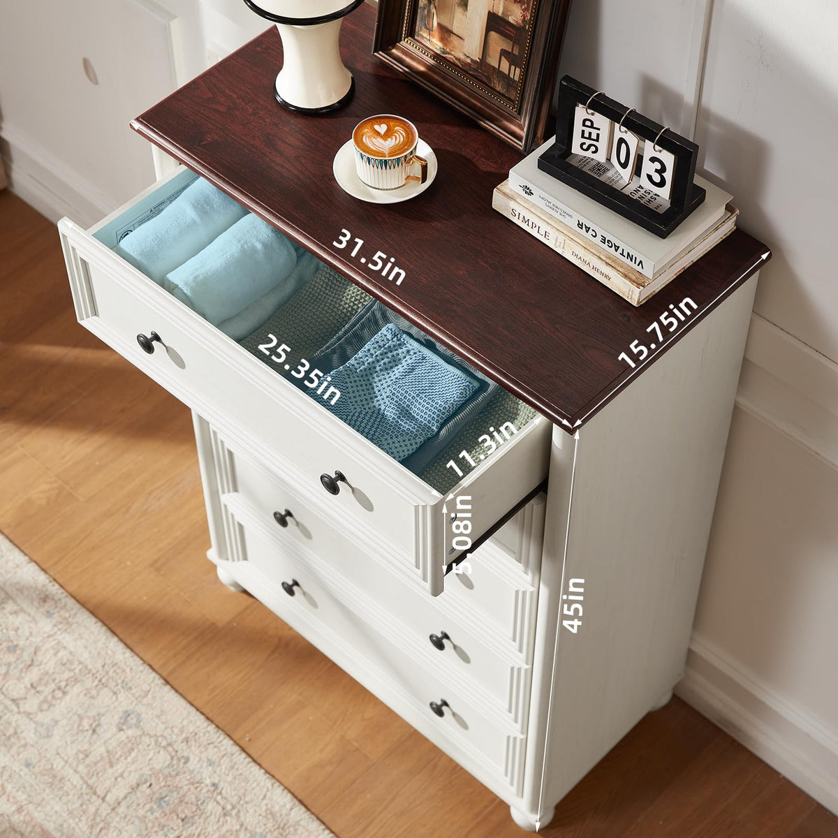 RWYHG Farmhouse Five-Drawer Dresser