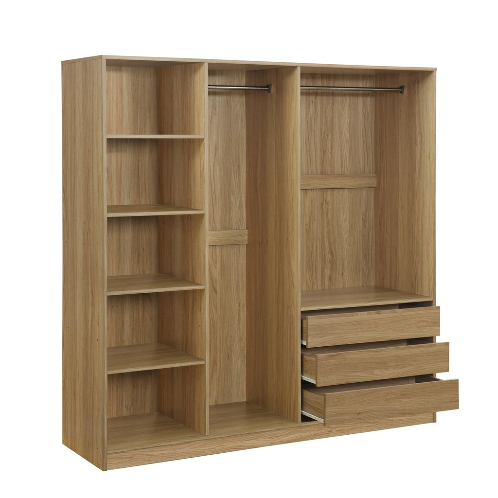 Wooden Open Wardrobe with Three Drawers