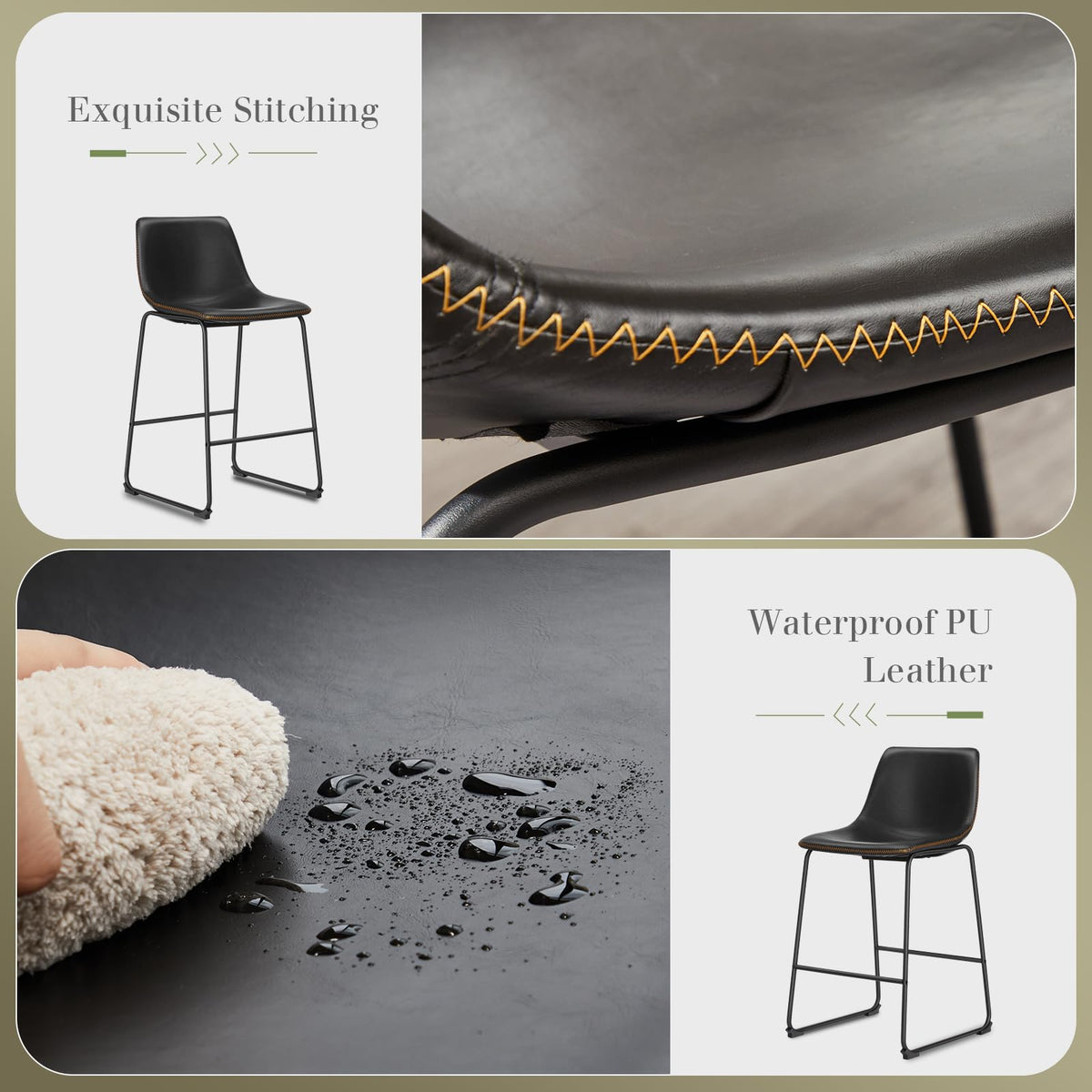 DUMOS Faux-Leather Counter Stools