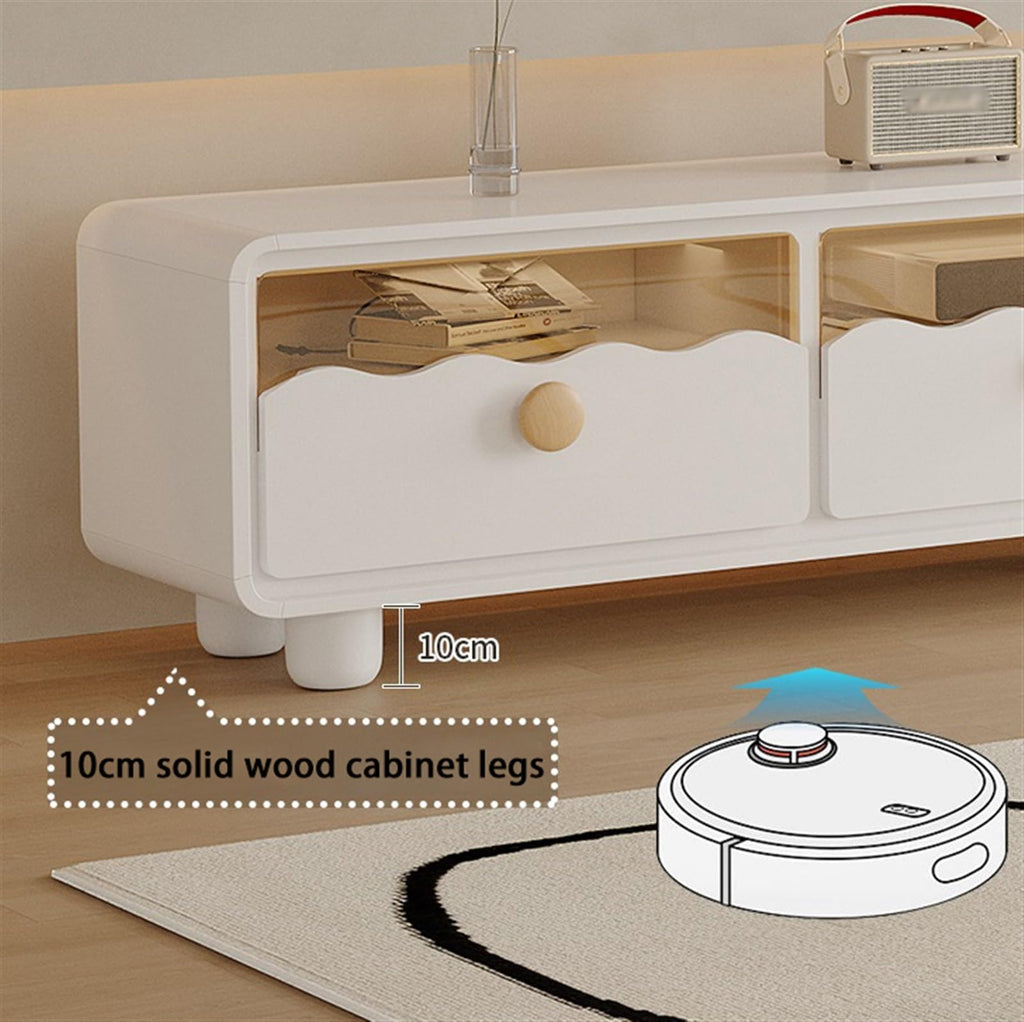 ZYYASHSV Rounded Two-Drawer TV Stand