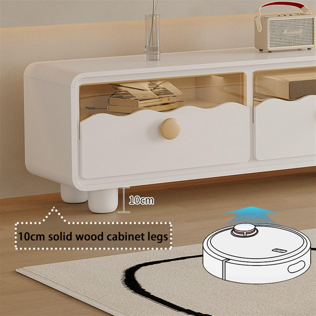 ZYYASHSV Rounded Two-Drawer TV Stand