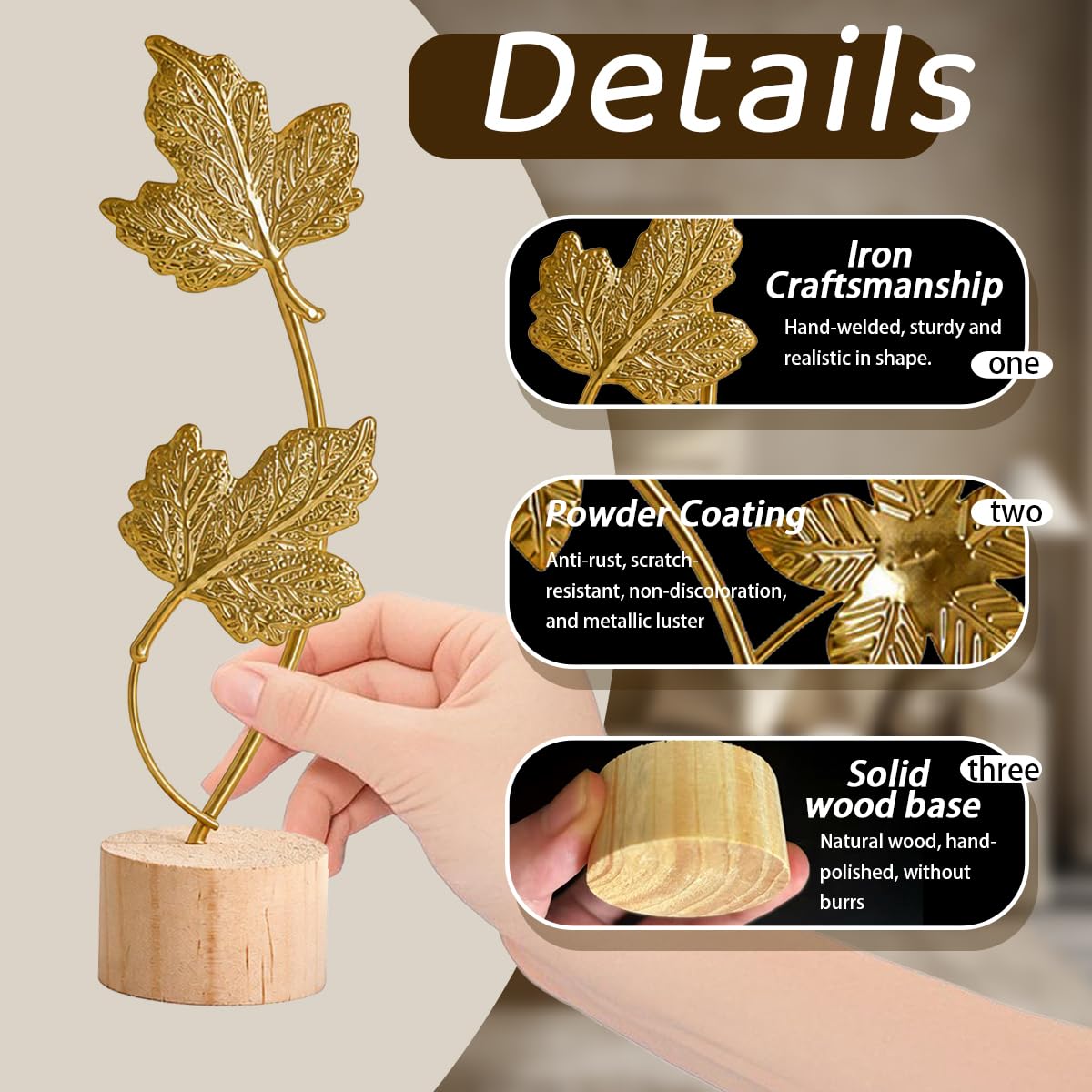 Gold Metal Leaf Sculpture Set