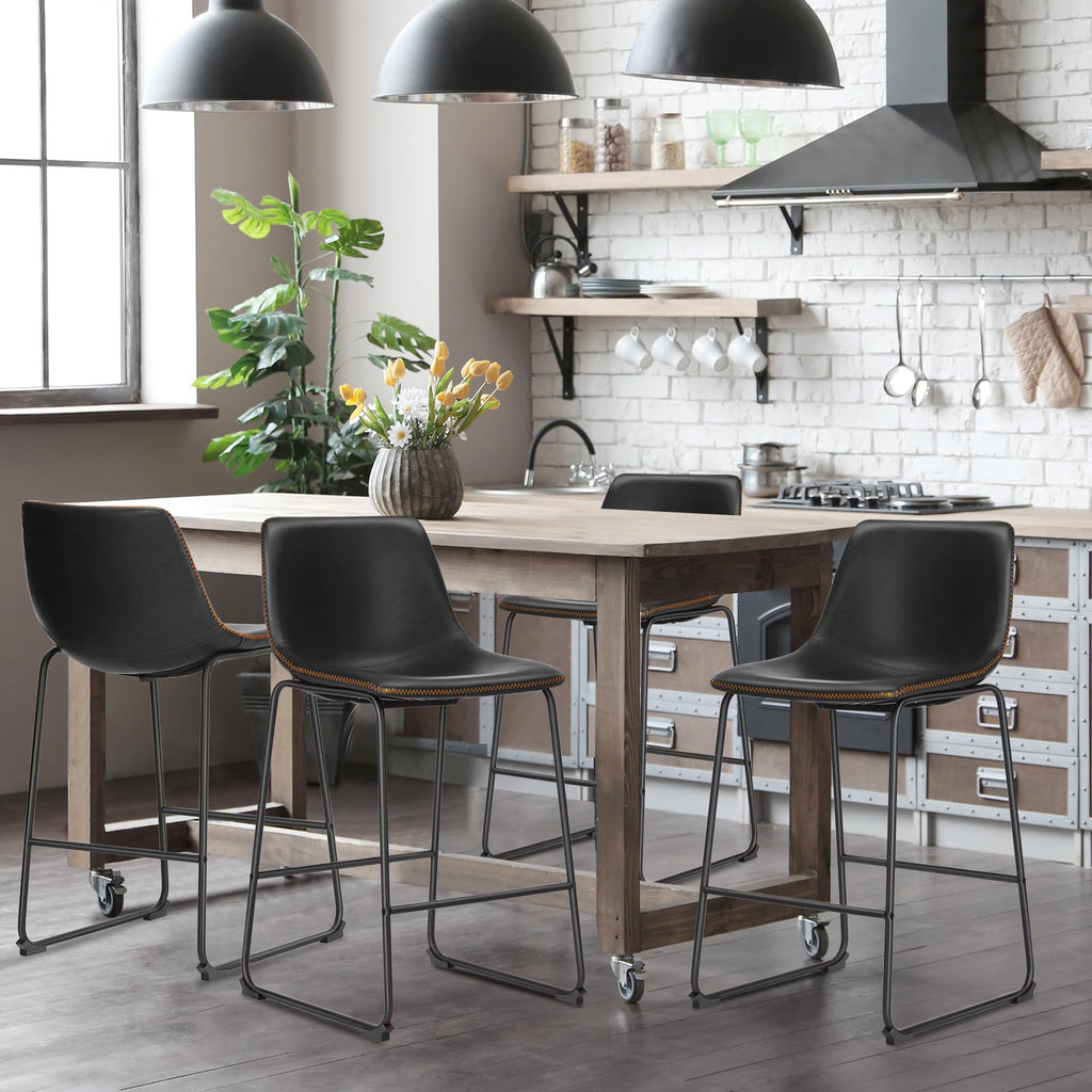 DUMOS Faux-Leather Counter Stools