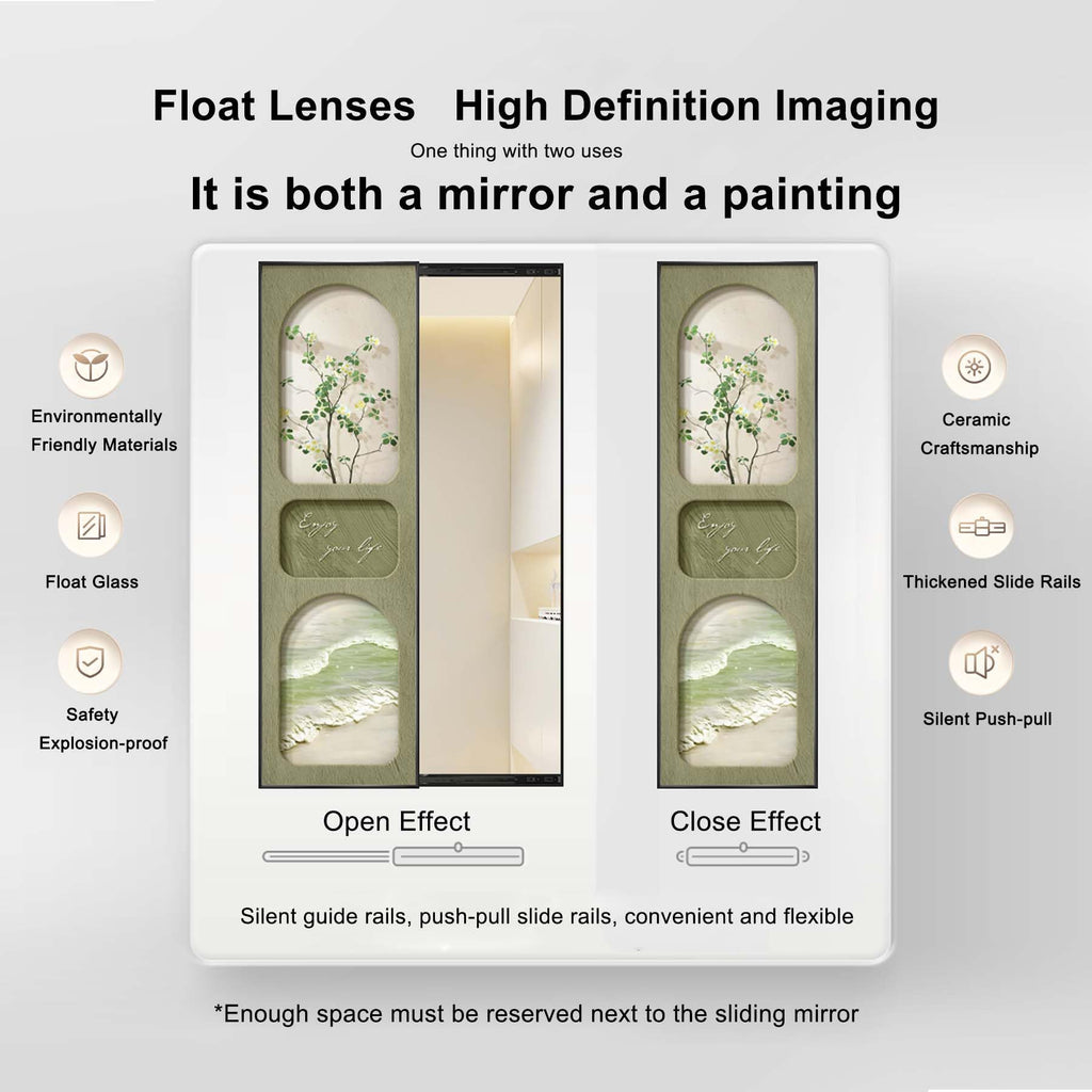 Sliding Mural with Hidden Full-Length Mirror