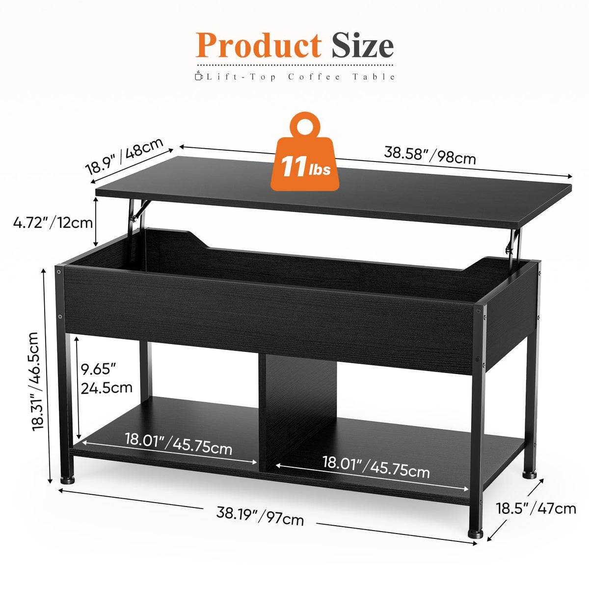 OLIXIS Lift-Top Storage Coffee Table