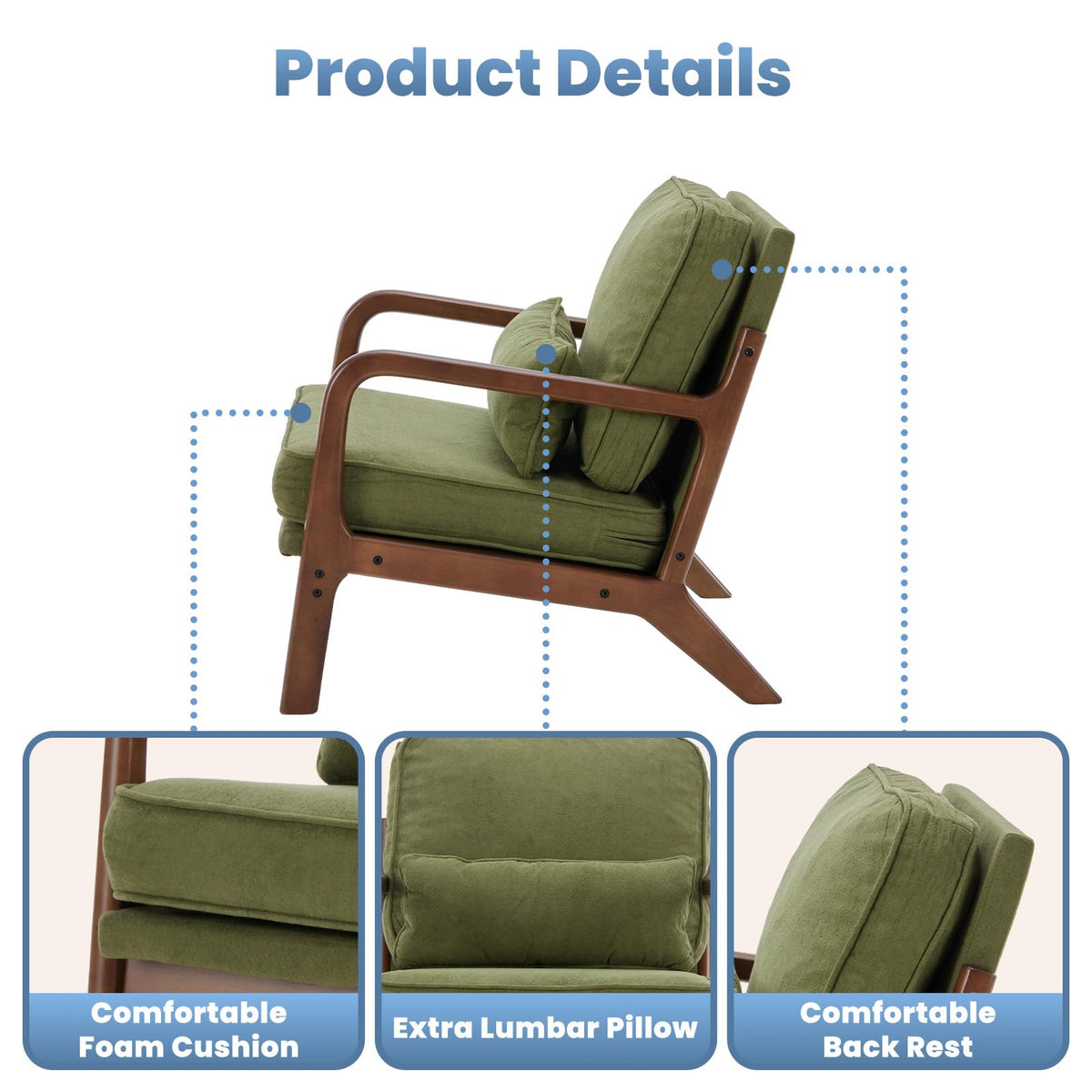 DUMOS Mid-Century Accent Armchair