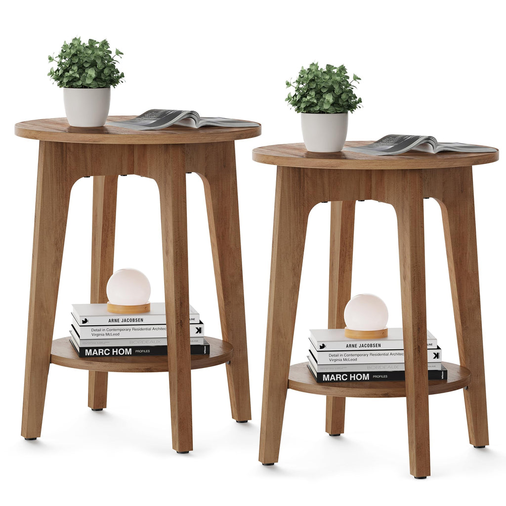 VASAGLE Round Two-Tier Side Table
