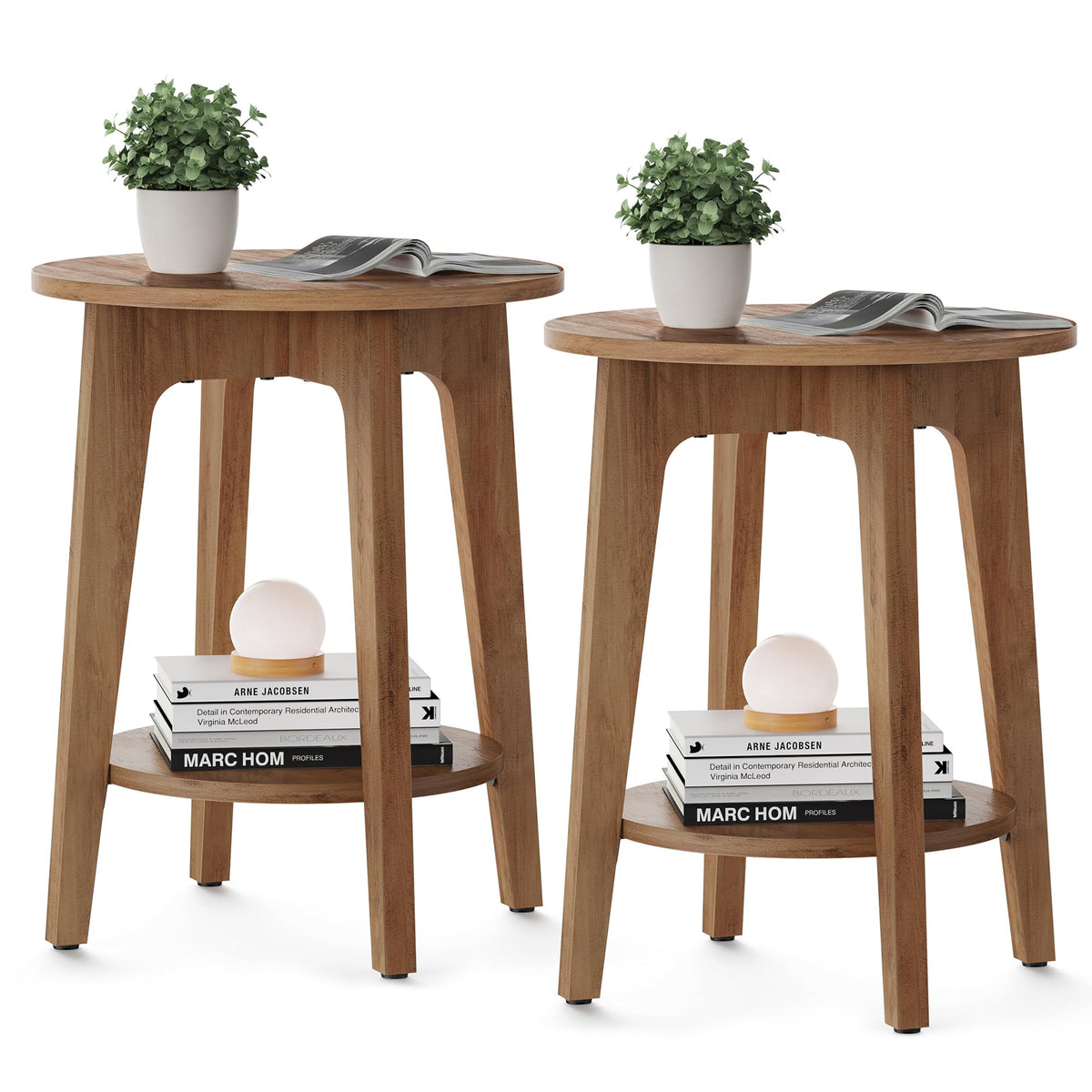 VASAGLE Round Two-Tier Side Table