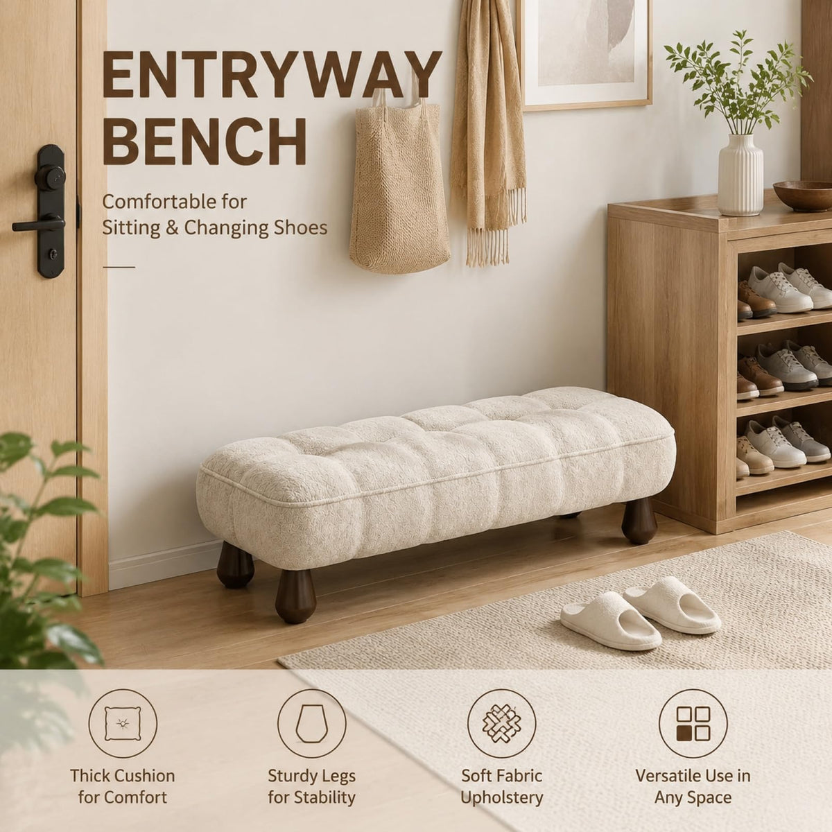 Tufted Upholstered Bedroom Bench