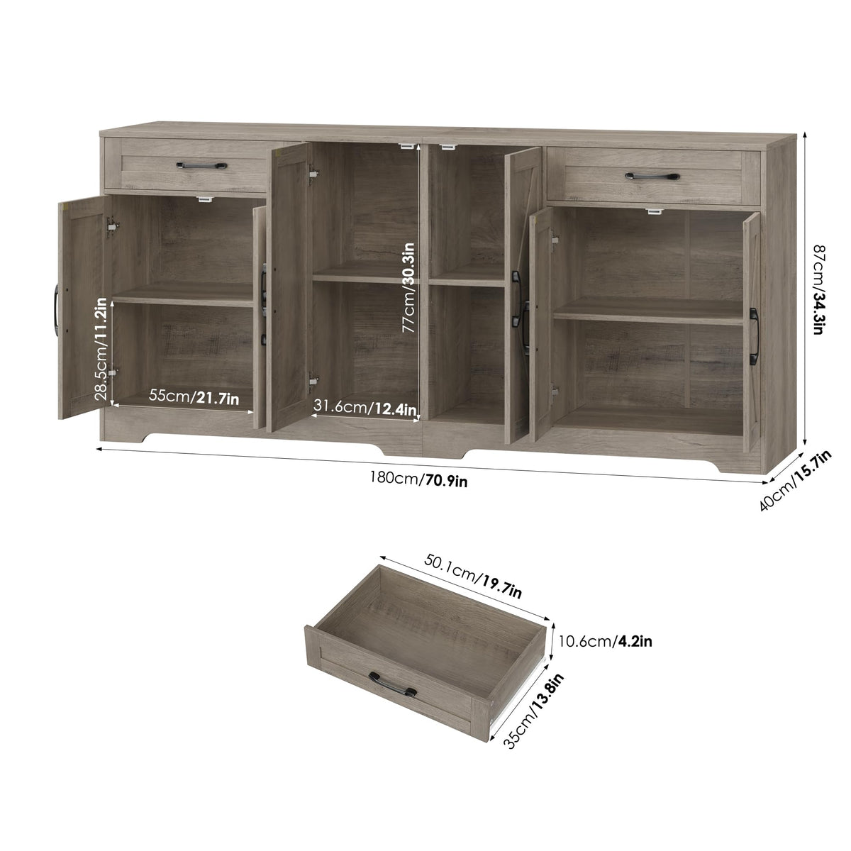 BOTLOG 71-Inch Farmhouse Sideboard