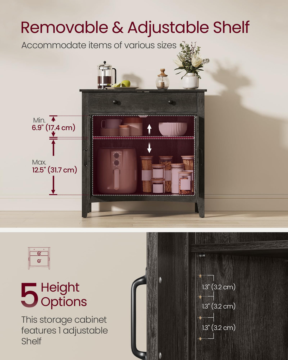 VASAGLE LIRY Buffet and Coffee Bar Cabinet