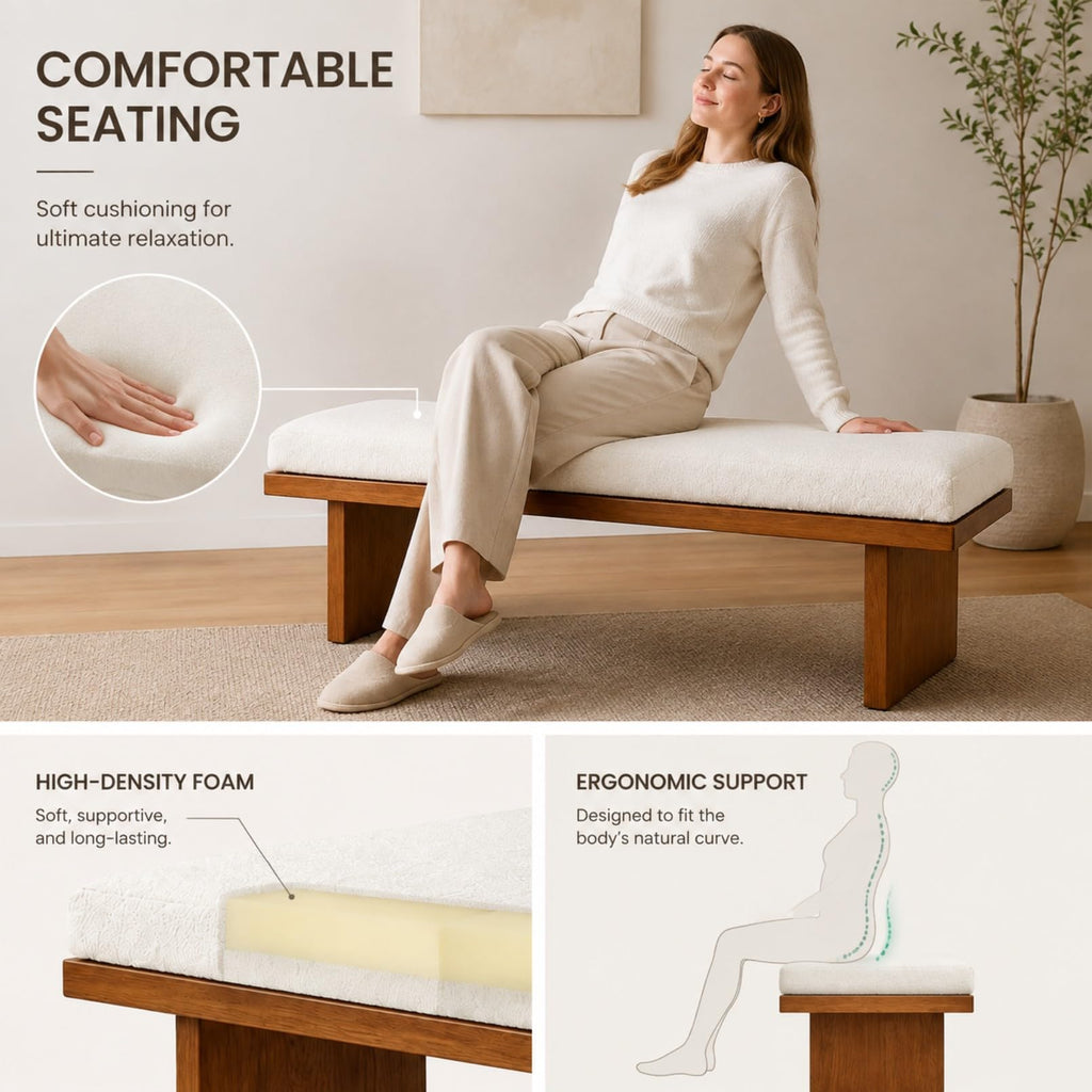 Solid Wood Upholstered Bedroom Bench
