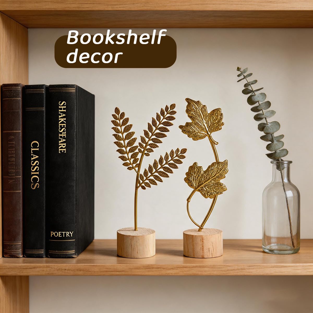 Gold Metal Leaf Sculpture Set