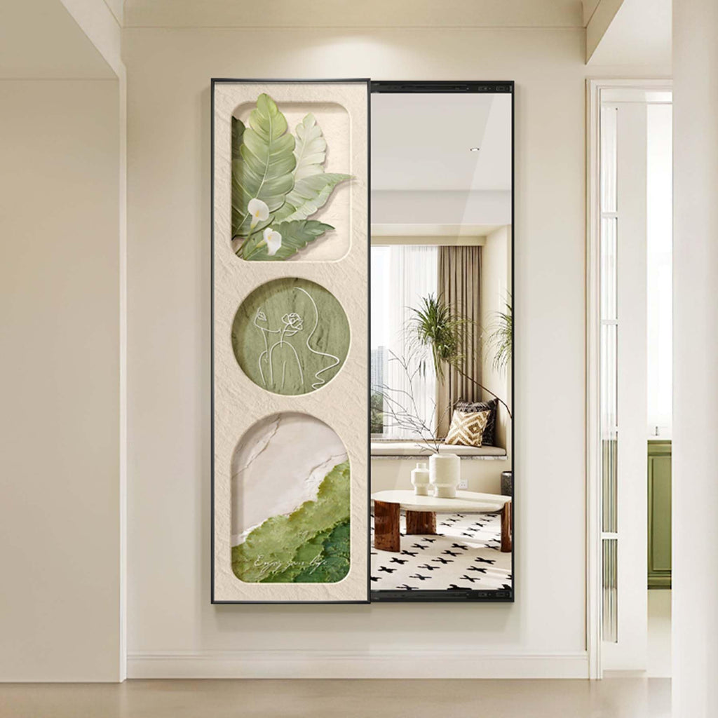Sliding Mural with Hidden Full-Length Mirror