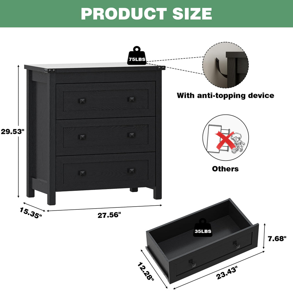 Xixini Three-Drawer Bedroom Dresser