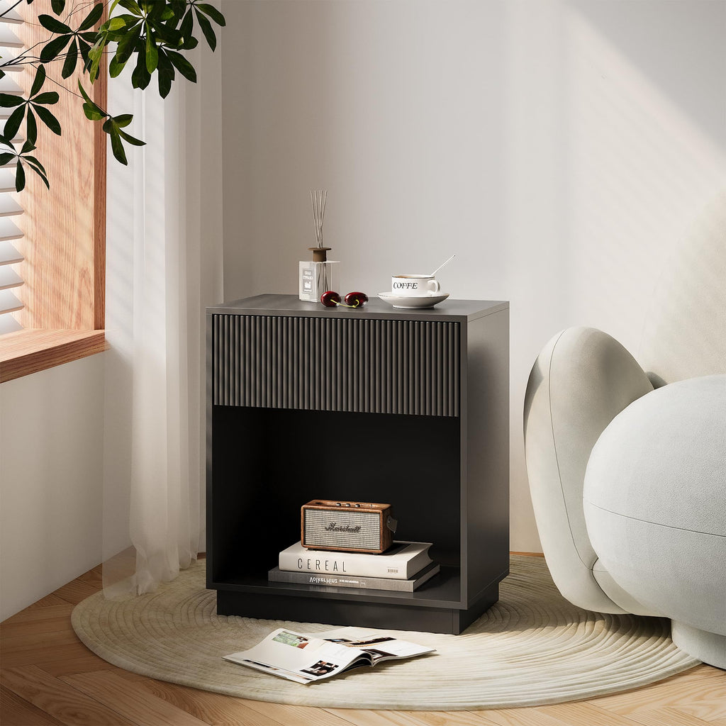 Fluted Two-Drawer Nightstand Set