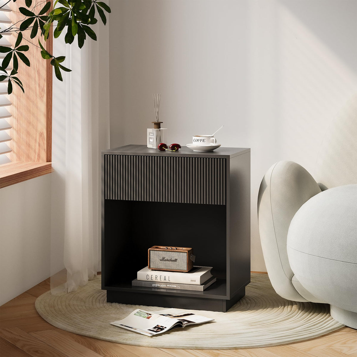 Fluted Two-Drawer Nightstand Set