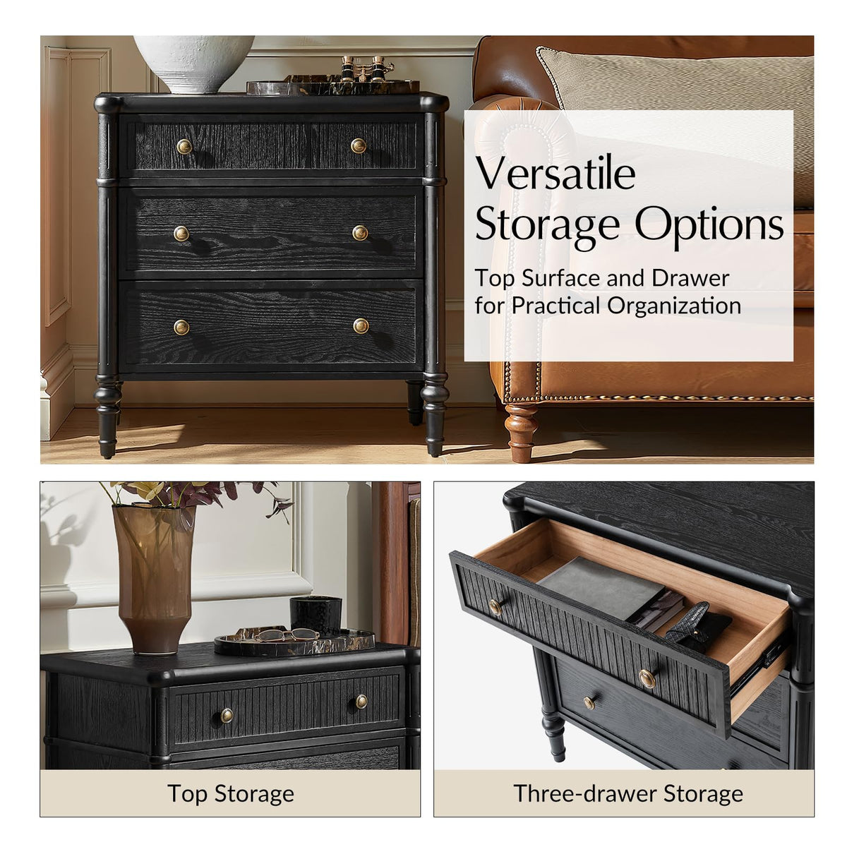 HULALA HOME Fluted Charging Nightstand