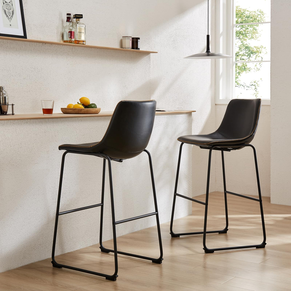 DUMOS Faux-Leather Counter Stools
